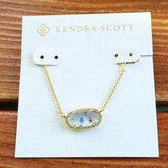 Kendra Scott Elisa Gold Necklace Red White Blue Star