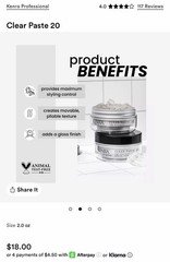 Kenra Clear Paste 20 High Shine Styler 2oz New