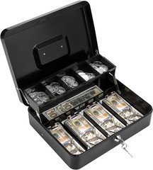Key Lock Money Box With 5 Bill 5 Coin Cash Register Drawer Organizer Safe