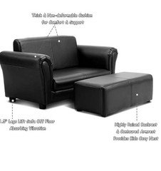 Kids Couch with Footstool, 2 in 1 Double Seat Children's Sofa w/PU Leather surf