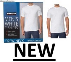Kirkland Men's White 100% Cotton Crew Neck T-shirt FREE SHIPPING! 2 OR 6 PACK