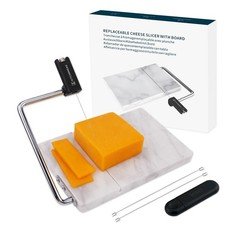 KITCHENDAO Replaceable Wire Cheese Slicer with Board, Normal, Marble