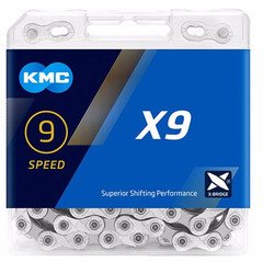 KMC X9 9-Speed Stretch-Proof Bike Chain Road 1/2" X 11/128" - 116 Links Gray