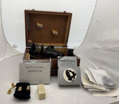 KVH Metal Sextant w/ Wood Case Davis Artificial Horizon US Merchant Marine