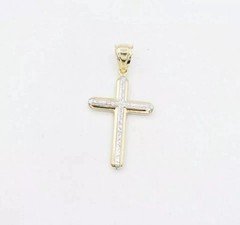 Lab Created Diamond 1Ct Round Cross Charm Pendant 14K Two Tone Gold Plated