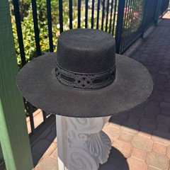Lack of Color Wide Brim Wool Felt Fedora Hat Black Women's Size S