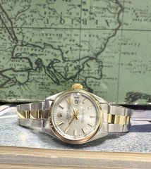 Ladies Rolex Oyster Perpetual Datejust Two Tone Oyster Silver Dial 26mm Watch