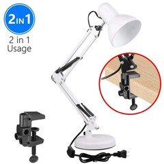 Lamp Desk Architect Arm Swing Adjustable Light Table Clamp White Metal NEW