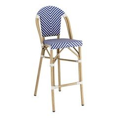 Lancaster Table & Seating Bistro Blue and White Teslin Outdoor Barstool - 6ct