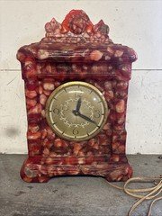 Lanshire Vomit Quartz Mantle Clock Vintage Resin Embossed Rock Doesn’t Work Cool