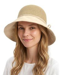 Large X-Large Women's Straw Sun Hat Wide Brim Summer Beach Hat Mix-Beige