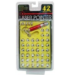 Laser Pointer Keychain with 42 Interchangeable Asst. Pattern Tips