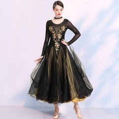 Latin Ballroom Dance Dress Modern Salsa Waltz Standard Long Dress#N119 2 Colors