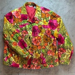 Laura Ashley Floral Jacket Womens XL Cotton Spandex Tropical Button Front Pink