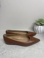Lauren Ralph Lauren Londyn Pointed Toe Ballet Leather Flat Tan Sz 7.5