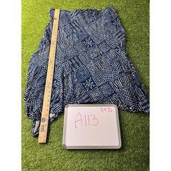Lauren Ralph Lauren Skirt Size 2XL Shark bite Asymmetrical hem Geo pattern blue