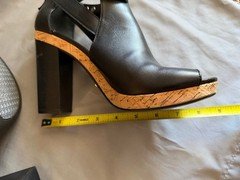 Lauren Ralph Lauren Women Fiona Ankle Black Peep-Toe High Heels Zip Back size 8B