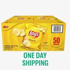 Lay's Classic Potato Chips 1 oz 50 Pack Fresh Snack Bags Bulk