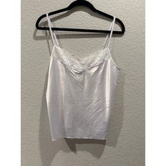 Le Mystere Camisole Lace Trim Satin Adjustable Strap White Size Small