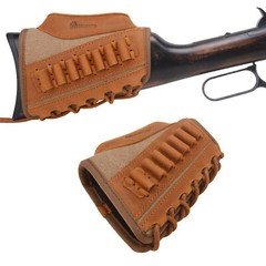 Leather Buttstock Cheek Rest Riser Cartridge Ammo Shell Holder .30/30 .22LR .308