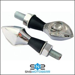 LED Boggle Motorcycle Indicators, Motorbike Scooter E-Marked Mini Micro - Chrome