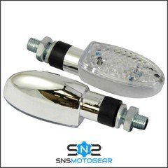 LED Orb Motorcycle Indicators, Motorbike Scooter E-Marked - Chrome Effect Pair