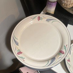 Lennox poppies on blue set. 4 salad plates, 3 bowels, 9 dinner plates