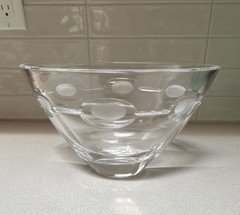 Lenox Clear & White Polka Dot Oval Glass Decorative Bowl, Made in Czech Republic