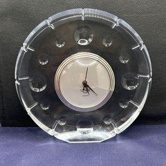 Lenox Solid Crystal Clock Quartz Moonlight Silver Accent Coin Accurate Time