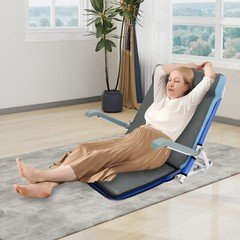 Lifting Bed Backrest Portable Folding Adjustable Sit Up Back Rest 20-75° Blue