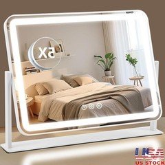 Lighted Makeup Mirror W/ 5X Magnification Dimmable 3 Color Modes 360° Rotation