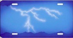 Lightning Clouds Blue Airbrush License Plate Free Personalization on Air Brush