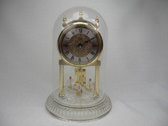 Linden Germany crystal anniversary quartz clock brass rotating pendulum