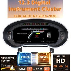 Linux 12.3 In Digital Dashboard Cluster Speedometer Fit Audi A3 S3 RS3 2014-2020