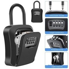 Lockbox Key Lock Box For Outside-Combination For House Key-Portable/Wall Mounted