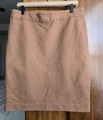 LOFT Women’s Brown Solid Twill Cotton Pencil Knee-Length Skirt Zip Size 10