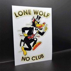 LONE WOLF - NO CLUB Vintage Style DECAL, Vinyl STICKER, racing, hot rod, rat rod