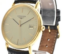 LONGINES L4.720.2 Grand Classic Quartz Men's Watch 33mm Gold Dial Date Vintage