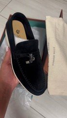 Loro Piana Summer Walk Loafers Women Black Suede EU 36 US 6