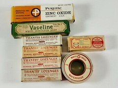 Lot (8) Vintage 30s 40s Medical Oitments medicine Boxes Supplies Vaseline Thanti