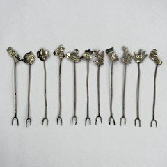 Lot of (11) Mexico Mexican Sterling Cocktail Hors D'Oeuvre Olive Picks Forks