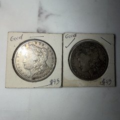 Lot of 2 Vintage Morgan Silver Dollars - 1881 & 1900 United States 90% Sil Coins