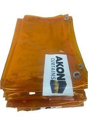 Lot Of 7 AKON Welding Curtains Screens 6x6 W/Grommets On All Sides Orange Tint