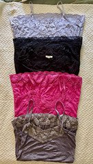 Lot of FOUR Lacy Womens Camisole Tank Spaghetti Strap Lace Trim Solid Size Mediu