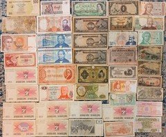 Lot Of World Currency Bank Note Bills Japan, Philippines WWII, Russia, Canada ++