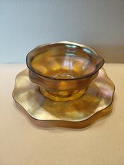 Louis Comfort Tiffany Favrile Glass Bowl With Underplate Signed And Numbered