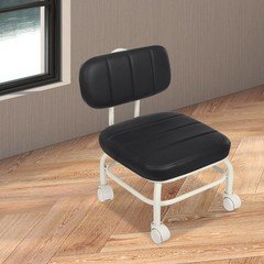 Low Rolling Stool, Roller Seat with Universal Swivel Caster Wheels & Backrest