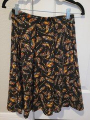 LuLaRoe: "Colorful Feathers" Skirt, Size Womens XS, Color Black
