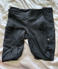 Lululemon Speed Up Tight 28" Variegated Knit Herringbone Gray Blk Pockets Size 4