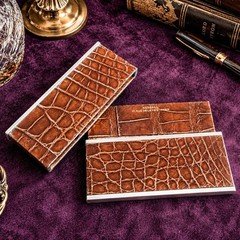 Luxurious Antique Art Deco French Crocodile Leather and Silver Card Case Box